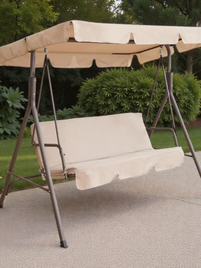 Calden Beige 3-Seater Outdoor Swing with Removable Canopy