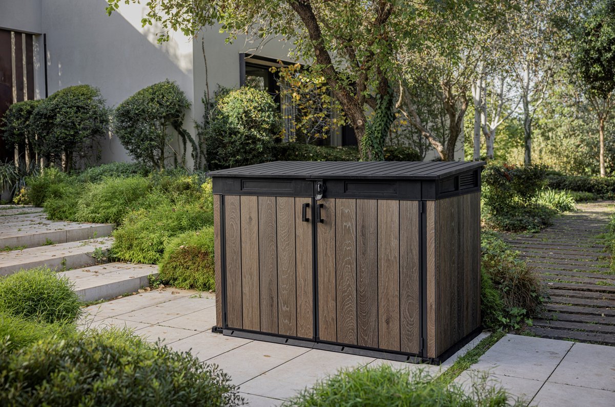 Keter Signature Horizontal Shed - Walnut Look 2020L - Image 8