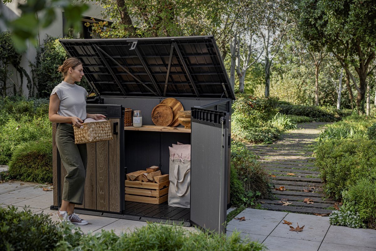Keter Signature Horizontal Shed - Walnut Look 2020L - Image 10