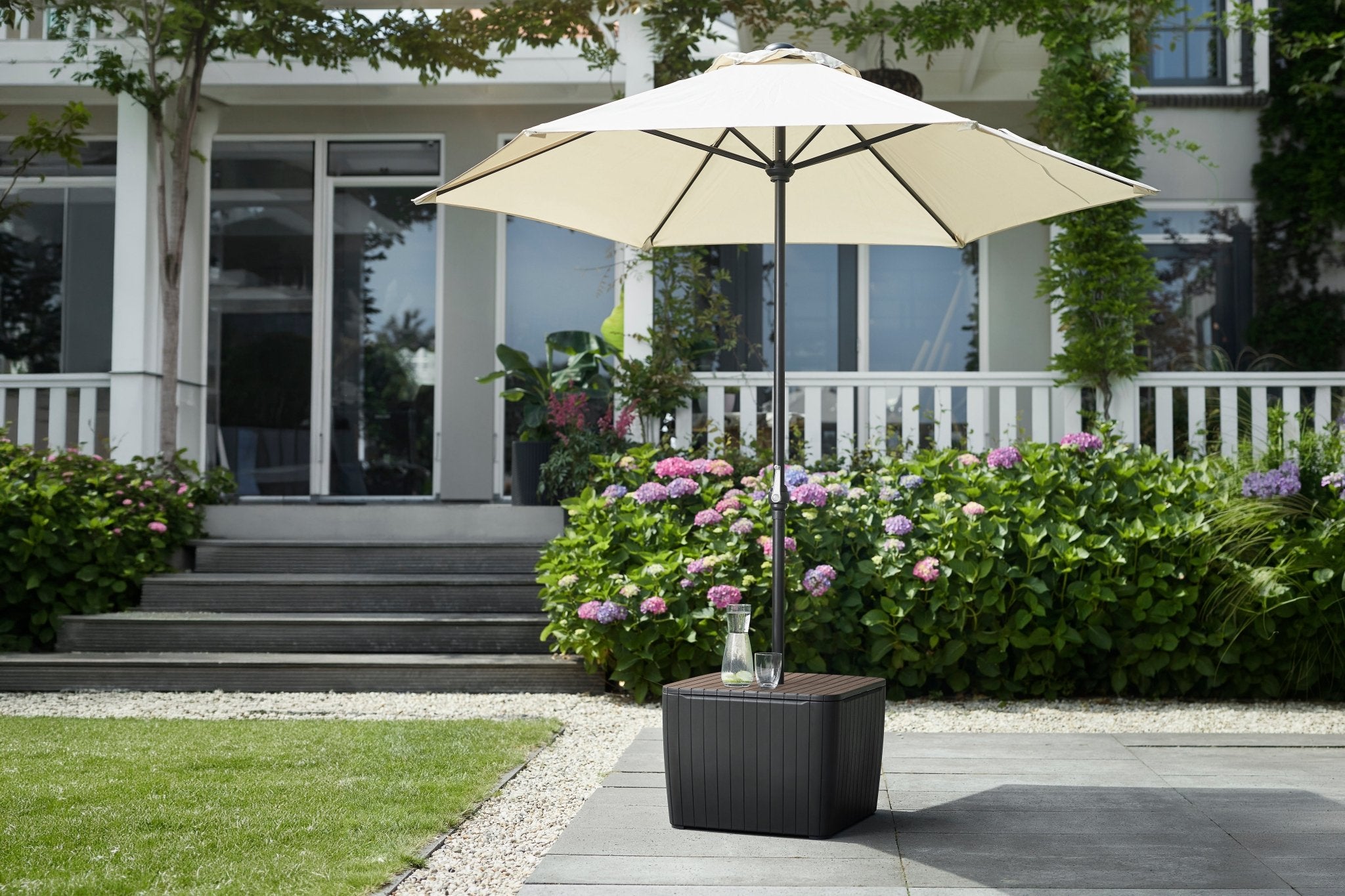 Keter Luzon Umbrella Table - Ashwood Graphite - Image 6