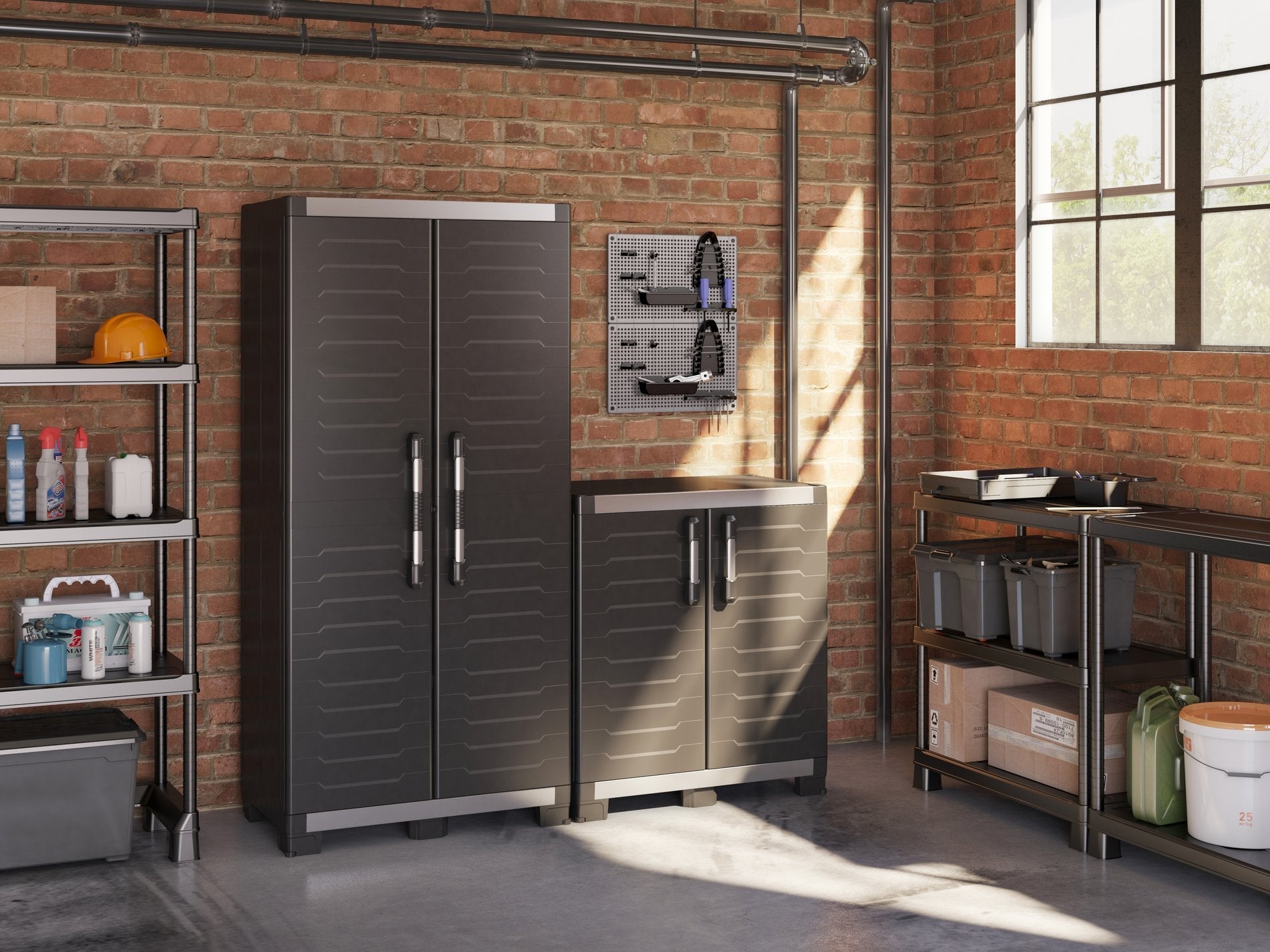 2 x Keter XL Garage Tall Storage Cabinets - Image 7